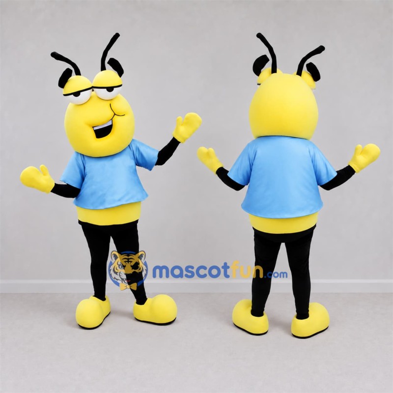 Custom Yellow and Blue Insect Mascot Costume Adult Full Body Suit for School Events Custom Yellow and Blue Insect Mascot Costume Adult Full Body Suit for School Events