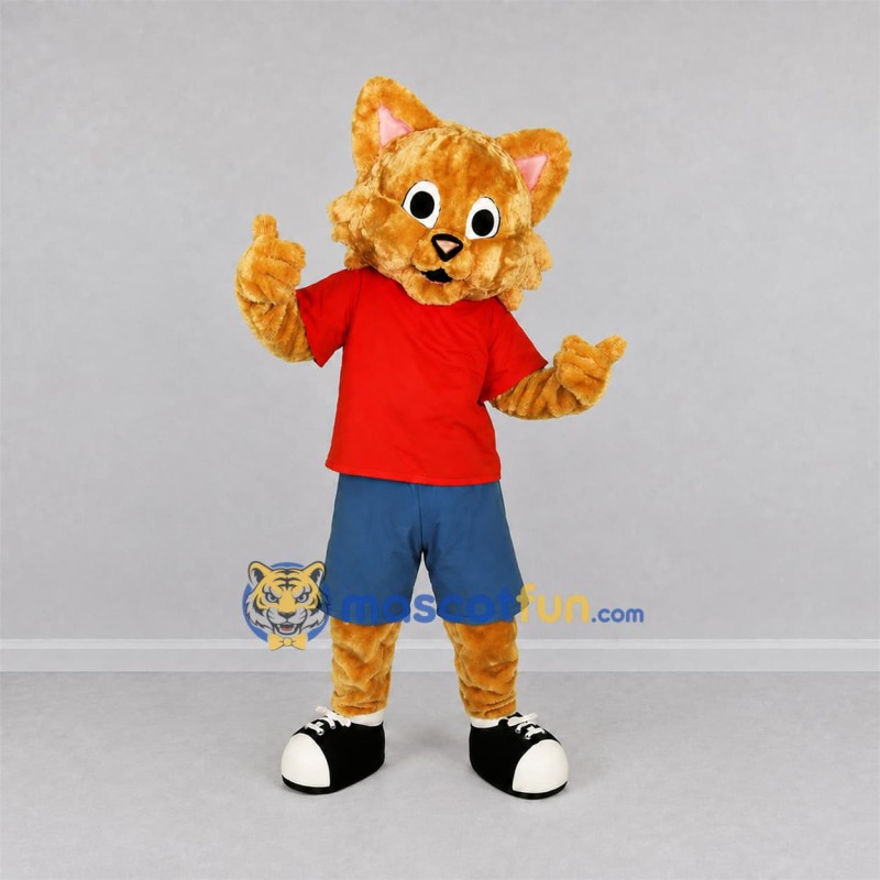 Custom Orange and Red Cat Mascot Costume Adult Full Body Suit for School Events Custom Orange and Red Cat Mascot Costume Adult Full Body Suit for School Events