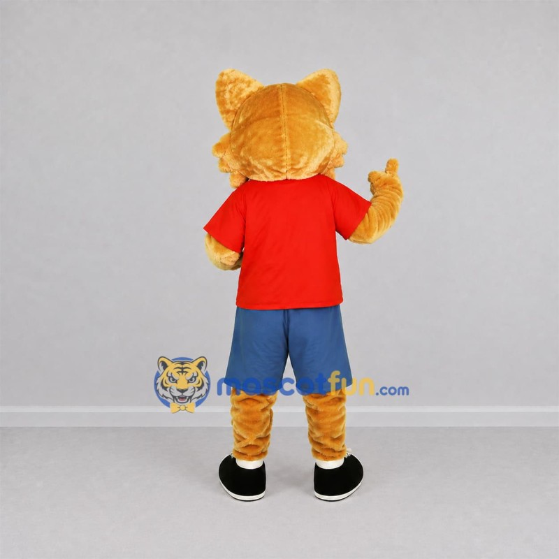 Custom Orange and Red Cat Mascot Costume Adult Full Body Suit for School Events Custom Orange and Red Cat Mascot Costume Adult Full Body Suit for School Events