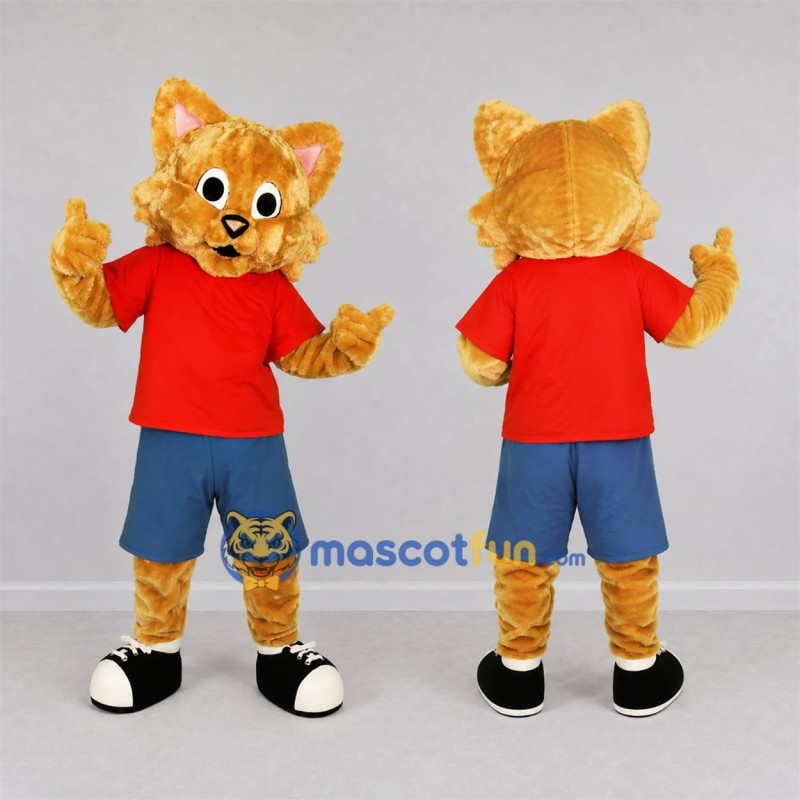 Custom Orange and Red Cat Mascot Costume Adult Full Body Suit for School Events Custom Orange and Red Cat Mascot Costume Adult Full Body Suit for School Events