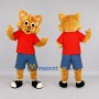 Custom Orange and Red Cat Mascot Costume Adult Full Body Suit for School Events
