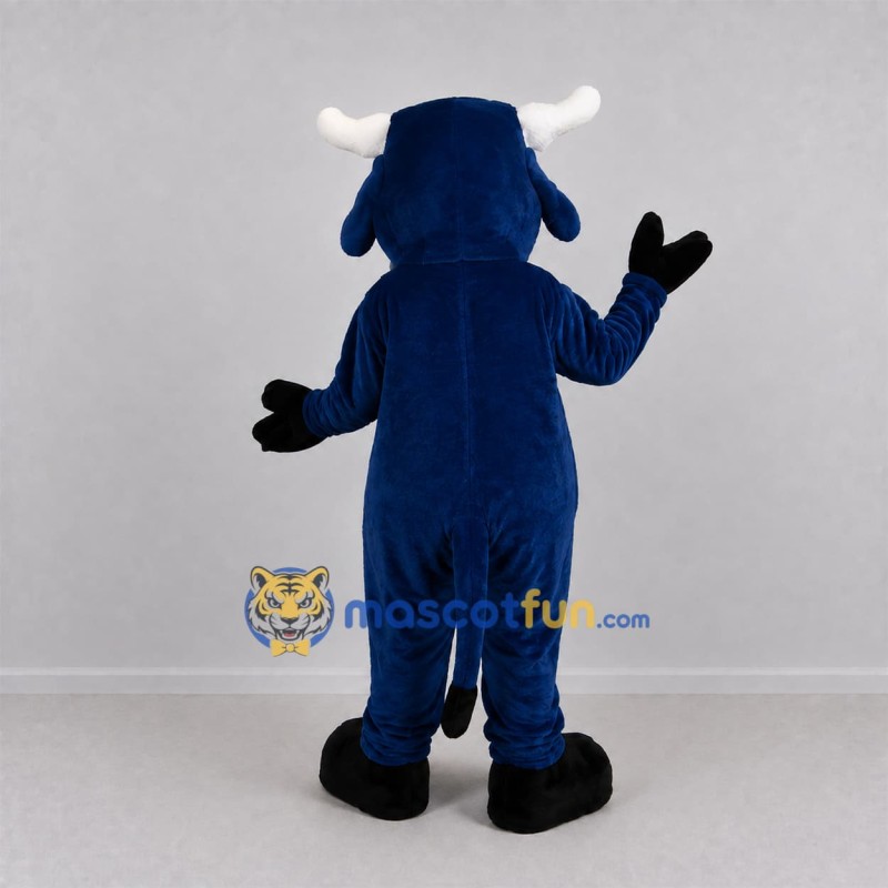Custom Navy Blue and White Bull Mascot Costume Adult Full Body Suit for Sports Events Custom Navy Blue and White Bull Mascot Costume Adult Full Body Suit for Sports Events