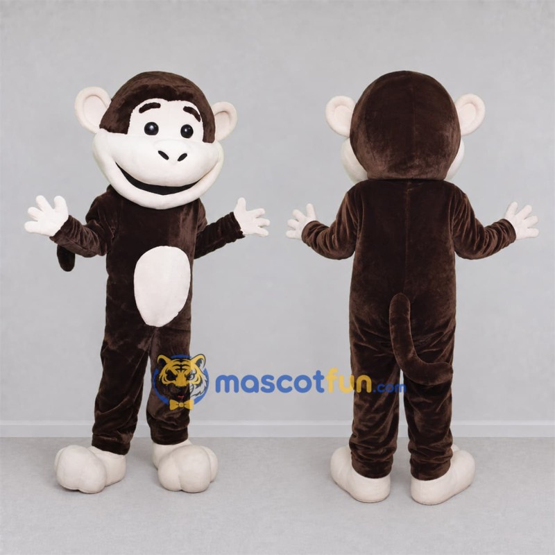 Custom Brown and White Monkey Mascot Costume Adult Full Body Suit for Jungle Events