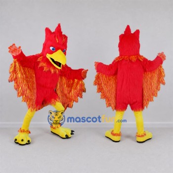 Custom Red and Orange Phoenix Mascot Costume Adult Full Body Suit for Fantasy Events