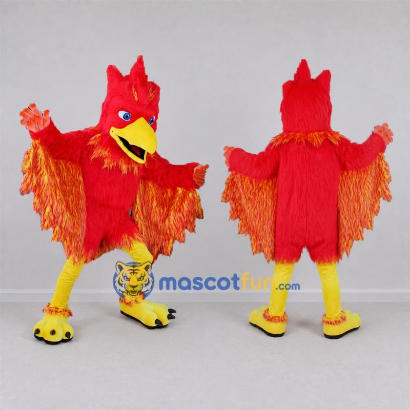 Custom Red and Orange Phoenix Mascot Costume Adult Full Body Suit for Fantasy Events Custom Red and Orange Phoenix Mascot Costume Adult Full Body Suit for Fantasy Events