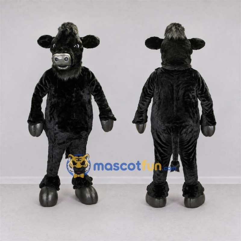 Custom Black Bull Mascot Costume Adult Full Body Suit for Farm Events Custom Black Bull Mascot Costume Adult Full Body Suit for Farm Events