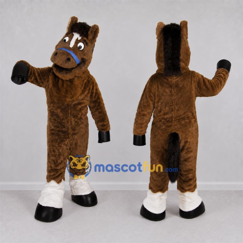Custom Brown and White Horse Mascot Costume Adult Full Body Suit for Equestrian Events