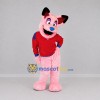 Custom Pink and Red Dog Mascot Costume Adult Full Body Suit for School Events Custom Pink and Red Dog Mascot Costume Adult Full Body Suit for School Events