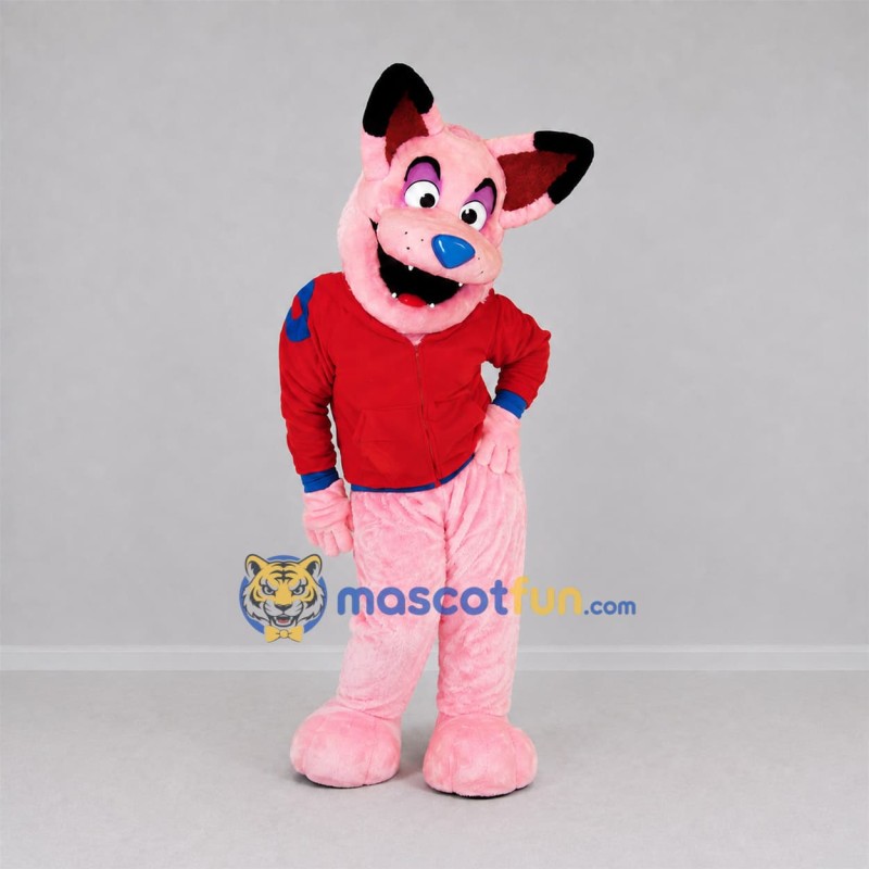 Custom Pink and Red Dog Mascot Costume Adult Full Body Suit for School Events Custom Pink and Red Dog Mascot Costume Adult Full Body Suit for School Events