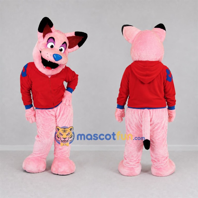 Custom Pink and Red Dog Mascot Costume Adult Full Body Suit for School Events Custom Pink and Red Dog Mascot Costume Adult Full Body Suit for School Events