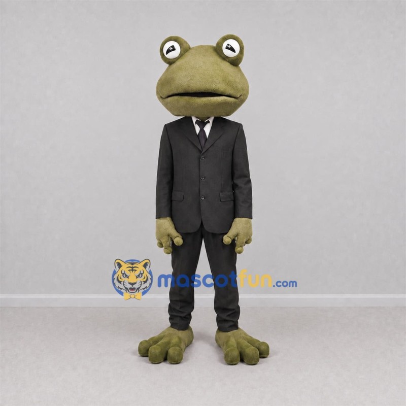 Custom Olive Green and Black Frog Mascot Costume Adult Full Body Suit for Corporate Events Custom Olive Green and Black Frog Mascot Costume Adult Full Body Suit for Corporate Events