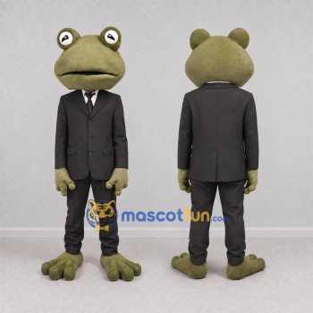 Custom Olive Green and Black Frog Mascot Costume Adult Full Body Suit for Corporate Events