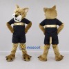 Custom Tan and Black Wildcat Mascot Costume Adult Full Body Suit for Sports Events