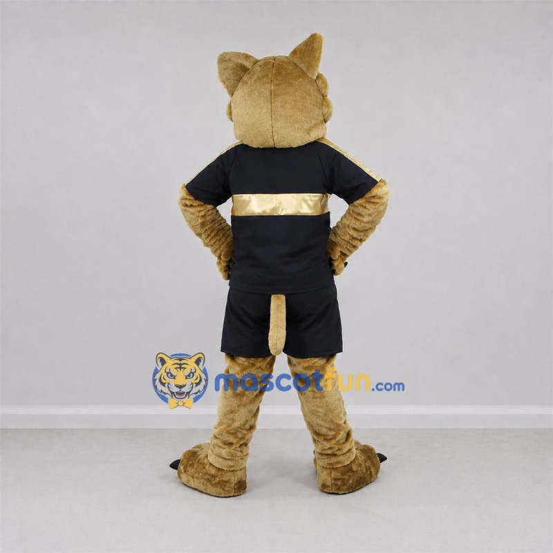 Custom Tan and Black Wildcat Mascot Costume Adult Full Body Suit for Sports Events