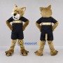 Custom Tan and Black Wildcat Mascot Costume Adult Full Body Suit for Sports Events