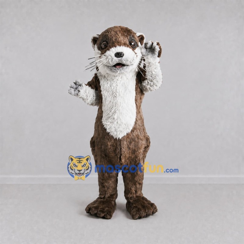 Custom Brown and White Otter Mascot Costume Adult Full Body Suit for Wildlife Events Custom Brown and White Otter Mascot Costume Adult Full Body Suit for Wildlife Events