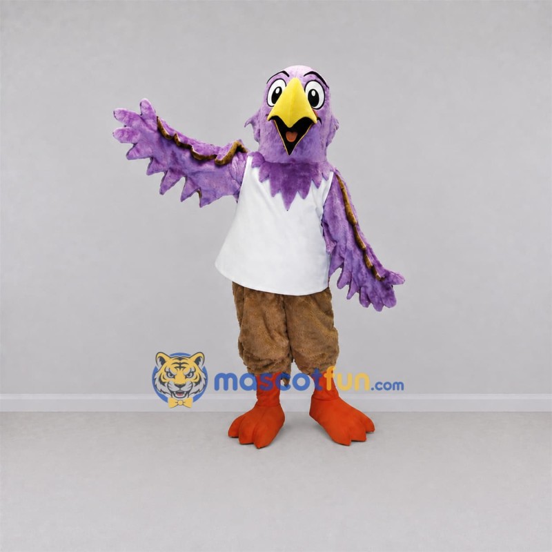 Custom Purple and White Bird Mascot Costume Adult Full Body Suit for School Events Custom Purple and White Bird Mascot Costume Adult Full Body Suit for School Events