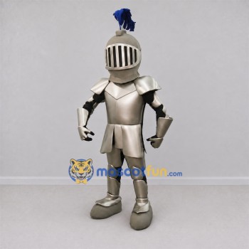 Custom Silver and Blue Knight Mascot Costume Adult Full Body Suit for Medieval Events