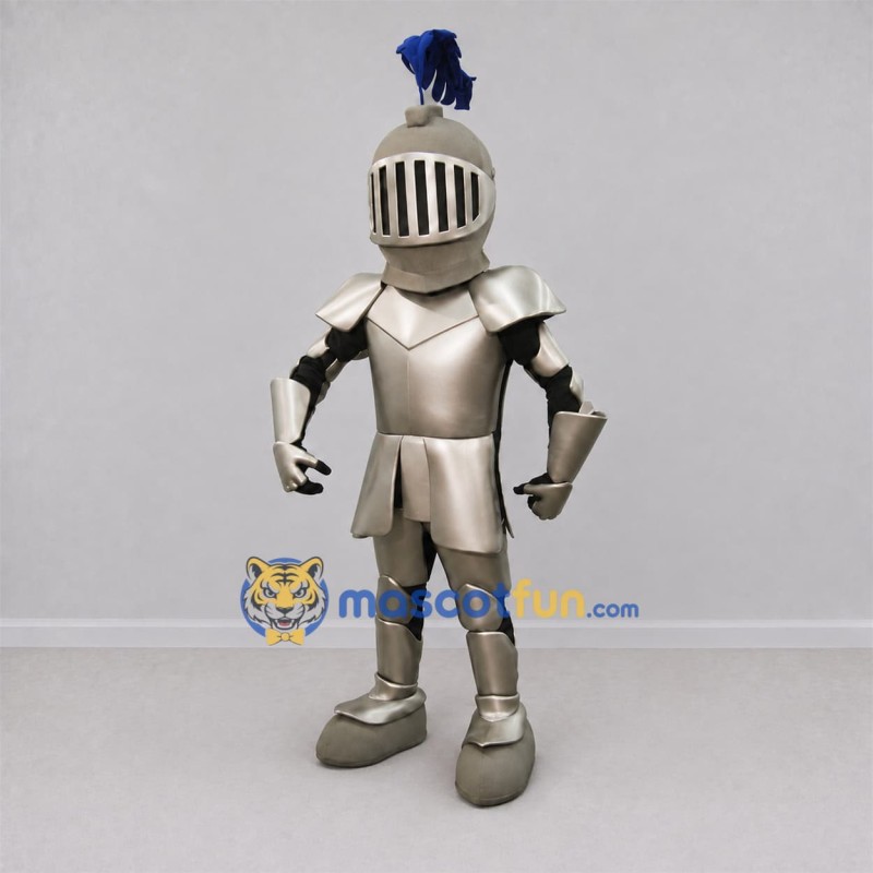 Custom Silver and Blue Knight Mascot Costume Adult Full Body Suit for Medieval Events Custom Silver and Blue Knight Mascot Costume Adult Full Body Suit for Medieval Events