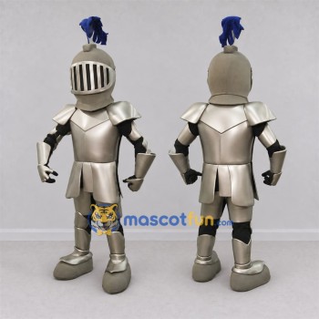 Custom Silver and Blue Knight Mascot Costume Adult Full Body Suit for Medieval Events