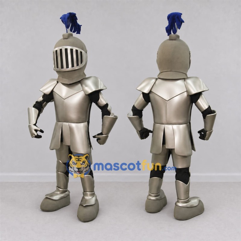 Custom Silver and Blue Knight Mascot Costume Adult Full Body Suit for Medieval Events Custom Silver and Blue Knight Mascot Costume Adult Full Body Suit for Medieval Events