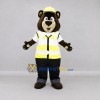Custom Brown and Yellow Safety Bear Mascot Costume Adult Full Body Suit for Safety Awareness Events Custom Brown and Yellow Safety Bear Mascot Costume Adult Full Body Suit for Safety Awareness Events