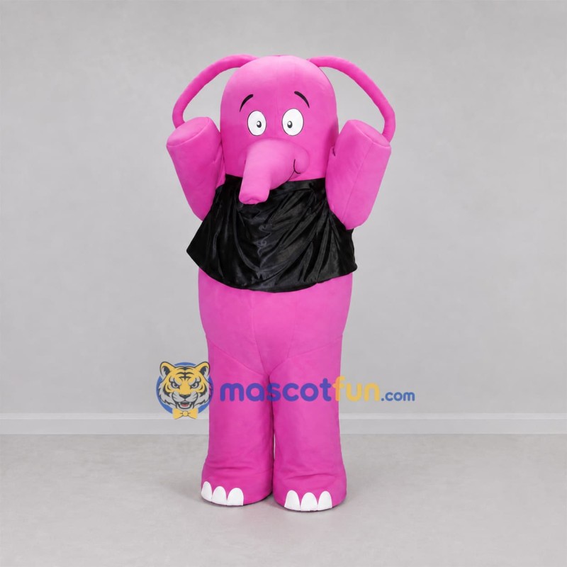 Custom Pink and Black Elephant Mascot Costume Adult Full Body Suit for School Events Custom Pink and Black Elephant Mascot Costume Adult Full Body Suit for School Events