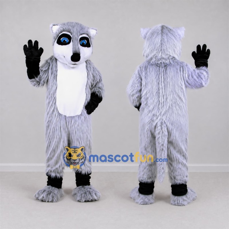 Custom Gray and White Lemur Mascot Costume Adult Full Body Suit for Wildlife Events Custom Gray and White Lemur Mascot Costume Adult Full Body Suit for Wildlife Events