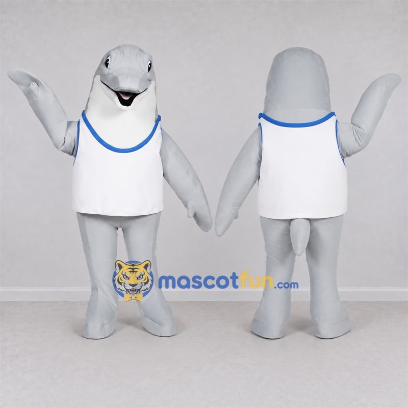 Custom Gray and White Dolphin Mascot Costume Adult Full Body Suit for Marine Events Custom Gray and White Dolphin Mascot Costume Adult Full Body Suit for Marine Events