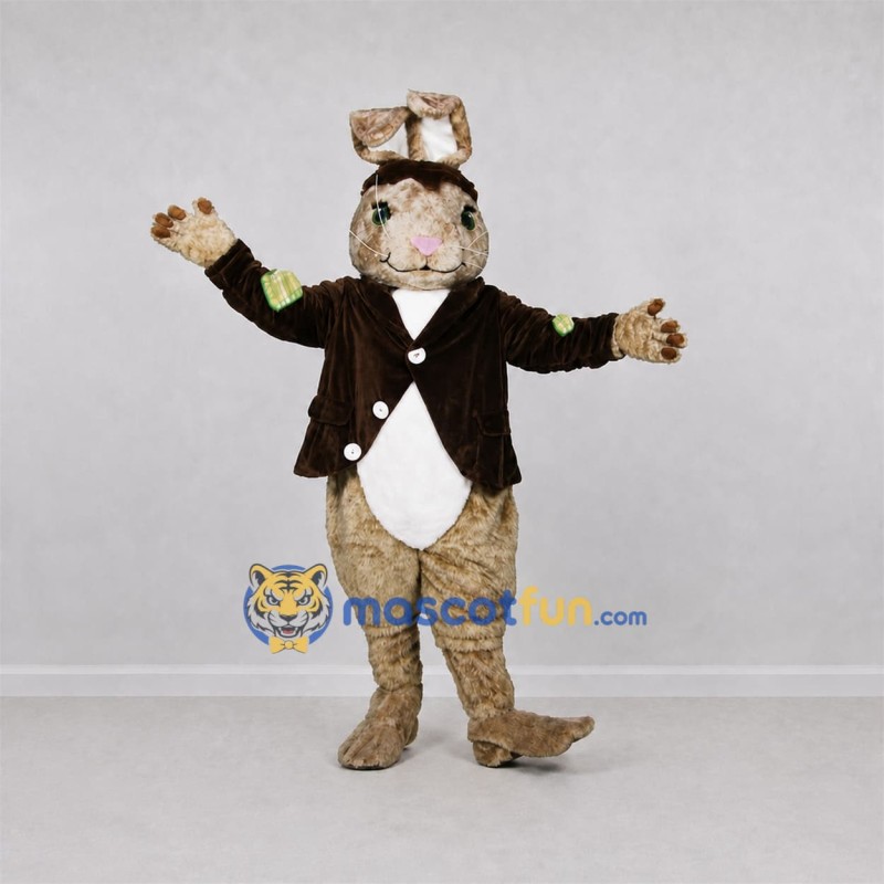 Custom Tan and Brown Rabbit Mascot Costume Adult Full Body Suit for Easter Events Custom Tan and Brown Rabbit Mascot Costume Adult Full Body Suit for Easter Events