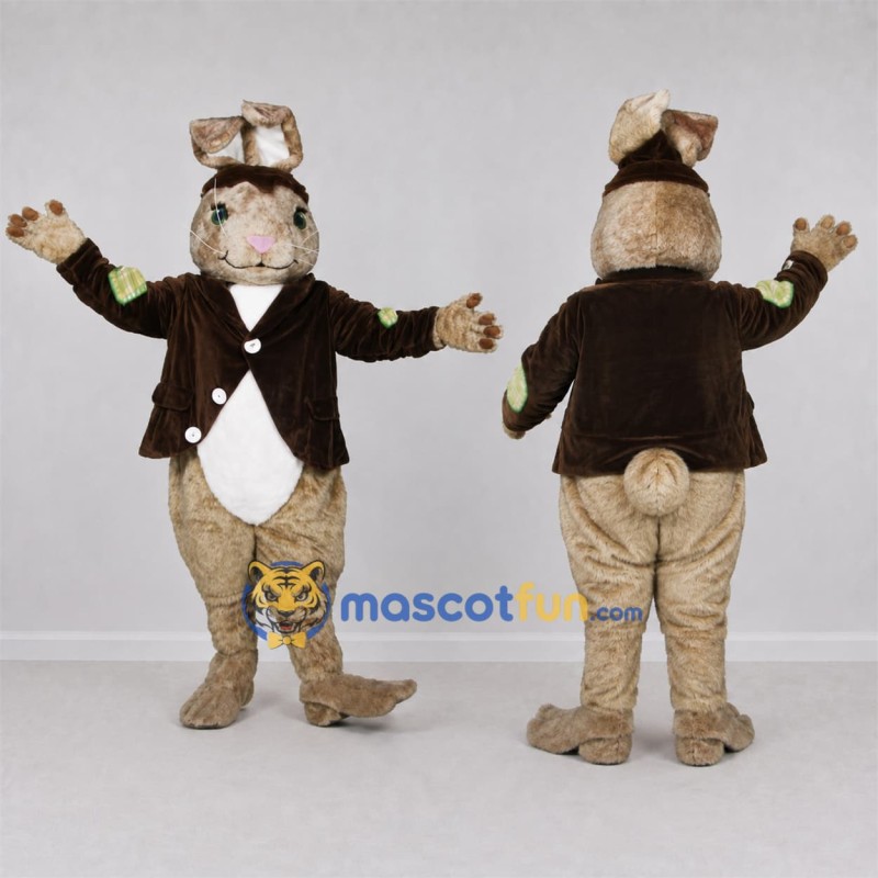 Custom Tan and Brown Rabbit Mascot Costume Adult Full Body Suit for Easter Events Custom Tan and Brown Rabbit Mascot Costume Adult Full Body Suit for Easter Events