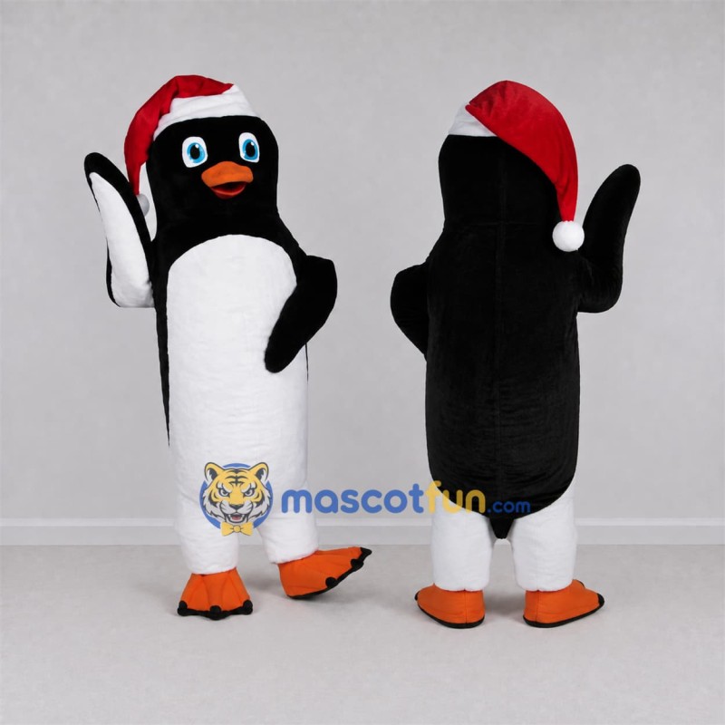 Custom Black and White Christmas Penguin Mascot Costume Adult Full Body Suit for Christmas Events Custom Black and White Christmas Penguin Mascot Costume Adult Full Body Suit for Christmas Events