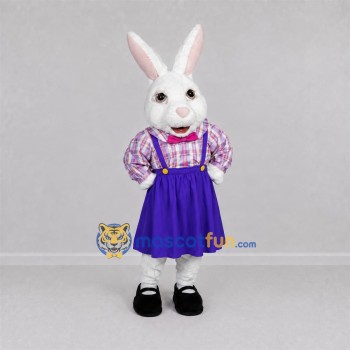 Custom White and Purple Easter Bunny Mascot Costume Adult Full Body Suit for Easter Events Custom White and Purple Easter Bunny Mascot Costume Adult Full Body Suit for Easter Events