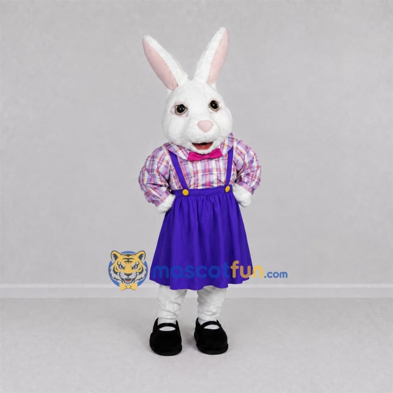 Custom White and Purple Easter Bunny Mascot Costume Adult Full Body Suit for Easter Events Custom White and Purple Easter Bunny Mascot Costume Adult Full Body Suit for Easter Events