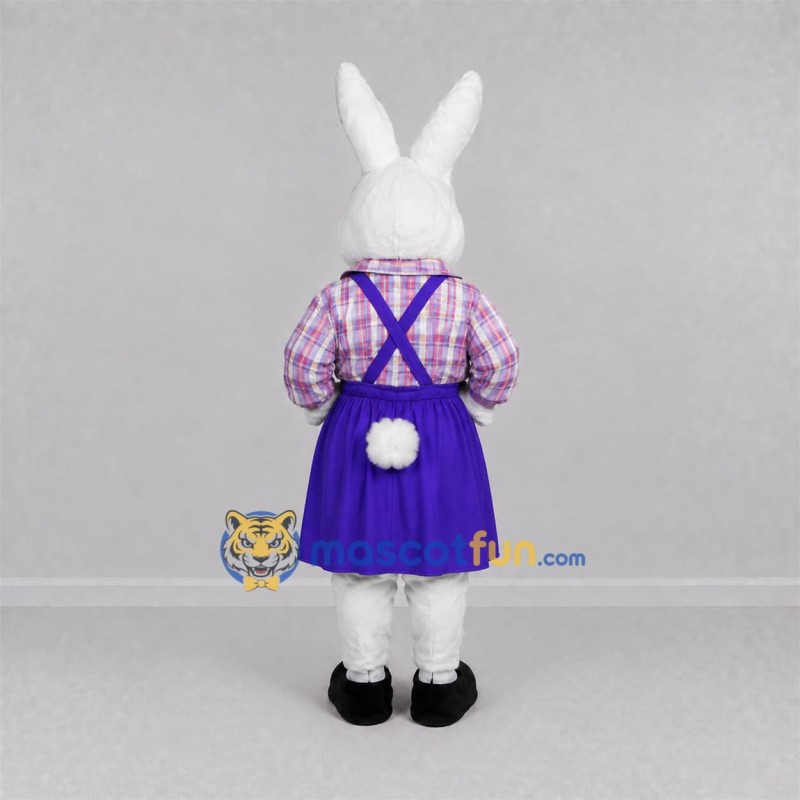Custom White and Purple Easter Bunny Mascot Costume Adult Full Body Suit for Easter Events Custom White and Purple Easter Bunny Mascot Costume Adult Full Body Suit for Easter Events