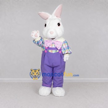 Custom White and Purple Easter Bunny Mascot Costume Adult Full Body Suit for Easter Events Custom White and Purple Easter Bunny Mascot Costume Adult Full Body Suit for Easter Events