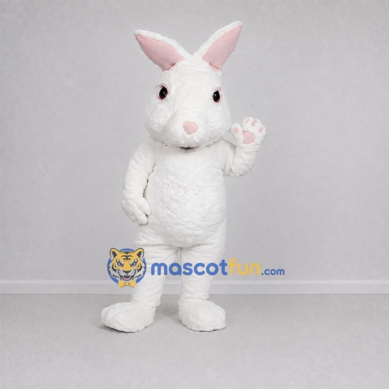 Custom White Rabbit Mascot Costume Adult Full Body Suit for Easter Events Custom White Rabbit Mascot Costume Adult Full Body Suit for Easter Events