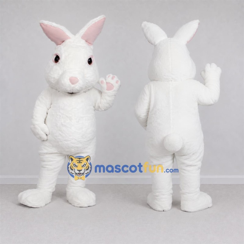 Custom White Rabbit Mascot Costume Adult Full Body Suit for Easter Events Custom White Rabbit Mascot Costume Adult Full Body Suit for Easter Events