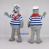 Custom Gray and Blue Sailor Seal Mascot Costume Adult Full Body Suit for Marine Events Custom Gray and Blue Sailor Seal Mascot Costume Adult Full Body Suit for Marine Events
