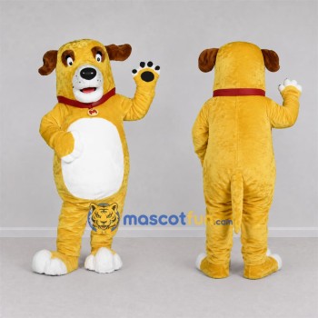 Custom Yellow and White Dog Mascot Costume Adult Full Body Suit for Pet Events