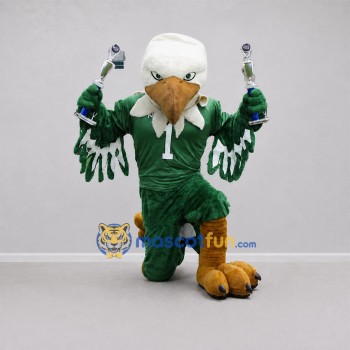 Custom Green and White Eagle Mascot Costume Adult Full Body Suit for Sports Events
