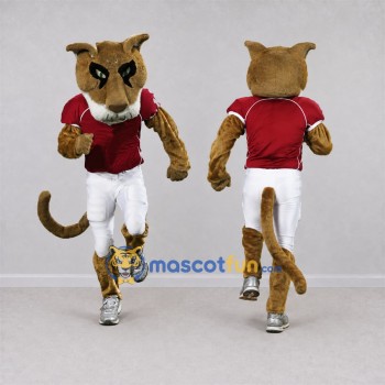 Custom Tan and Red Cougar Mascot Costume Adult Full Body Suit for Sports Events