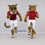 Custom Tan and Red Cougar Mascot Costume Adult Full Body Suit for Sports Events