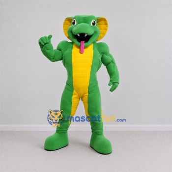 Custom Green and Yellow Cobra Mascot Costume Adult Full Body Suit for Reptile Events Custom Green and Yellow Cobra Mascot Costume Adult Full Body Suit for Reptile Events