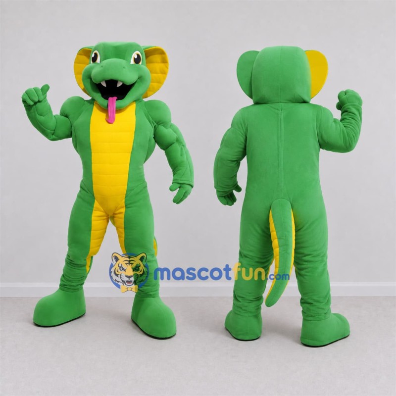 Custom Green and Yellow Cobra Mascot Costume Adult Full Body Suit for Reptile Events Custom Green and Yellow Cobra Mascot Costume Adult Full Body Suit for Reptile Events