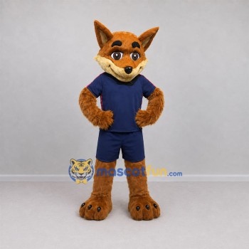 Custom Brown and Blue Fox Mascot Costume Adult Full Body Suit for School Events Custom Brown and Blue Fox Mascot Costume Adult Full Body Suit for School Events