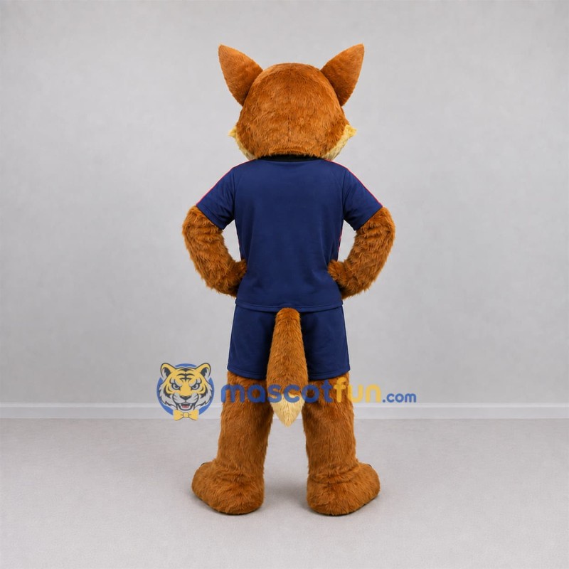Custom Brown and Blue Fox Mascot Costume Adult Full Body Suit for School Events Custom Brown and Blue Fox Mascot Costume Adult Full Body Suit for School Events
