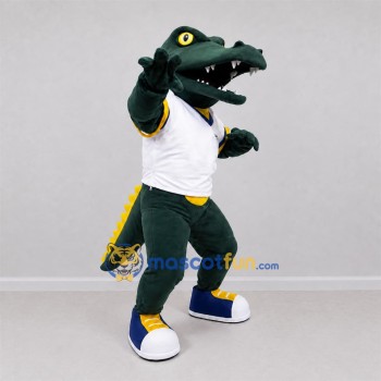 Custom Green and White Crocodile Mascot Costume Adult Full Body Suit for Sports Events Custom Green and White Crocodile Mascot Costume Adult Full Body Suit for Sports Events