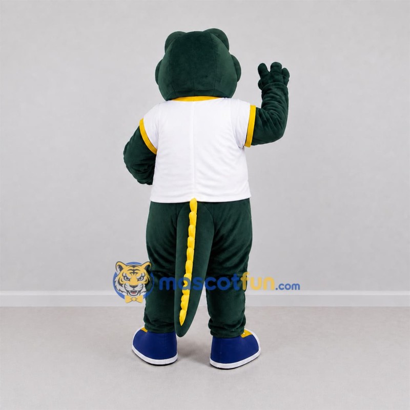 Custom Green and White Crocodile Mascot Costume Adult Full Body Suit for Sports Events Custom Green and White Crocodile Mascot Costume Adult Full Body Suit for Sports Events