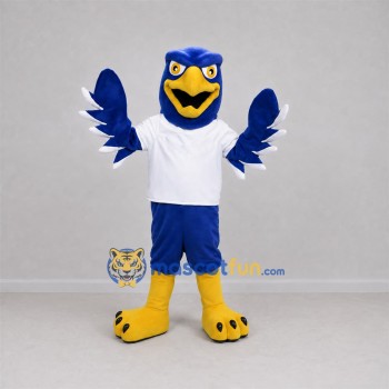 Custom Blue and White Bird Mascot Costume Adult Full Body Suit for Sports Events